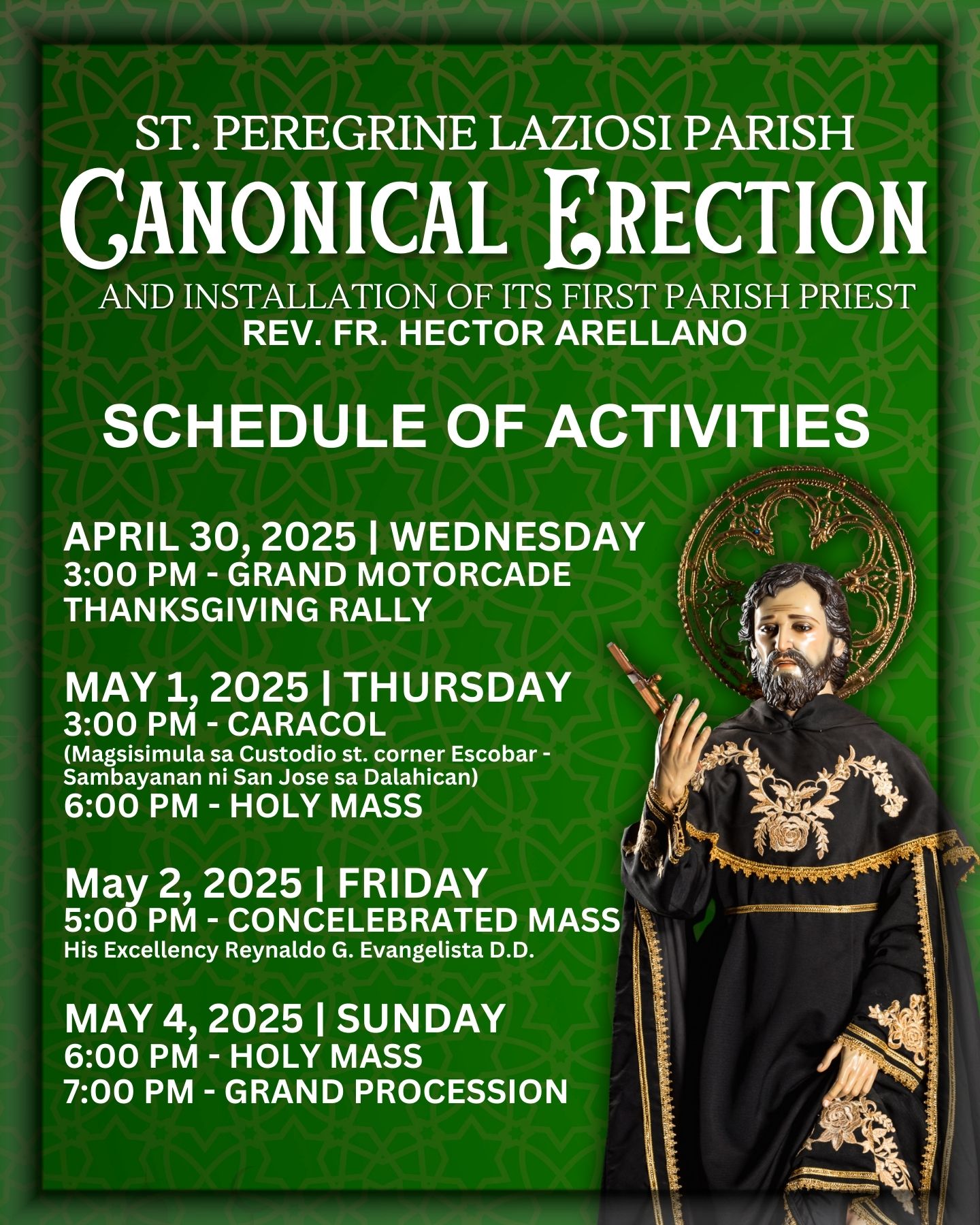 St. Peregrine Laziosi Parish Canonical Erection & Installation of Rev. Fr. Hector Arellano