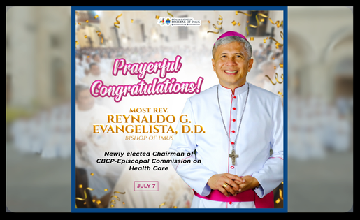 BP. REY EVANGELISTA, NEWLY ELECTED CHAIRMAN OF CBCP-EPISCOPAL COMMISSION ON HEALTH CARE